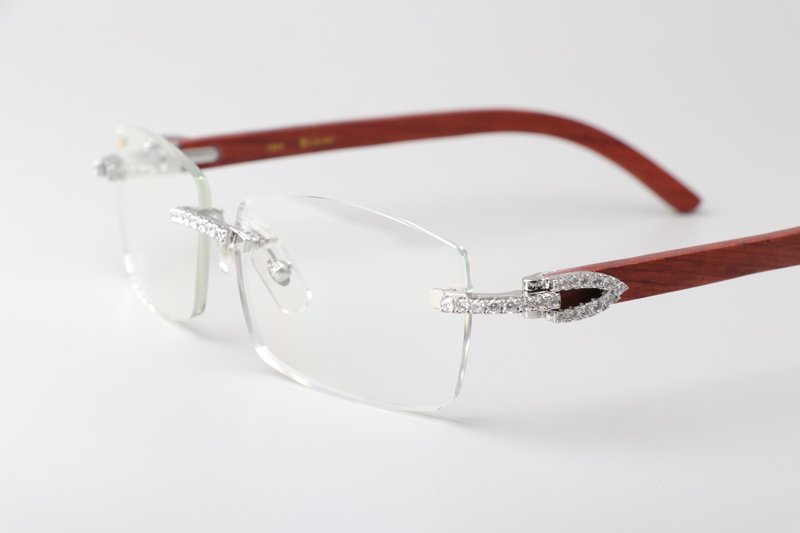 CT 3524012 Big Diamond Wood Eyeglasses Silver