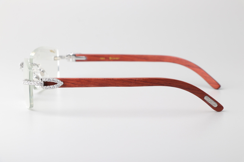 CT 3524012 Big Diamond Wood Eyeglasses Silver