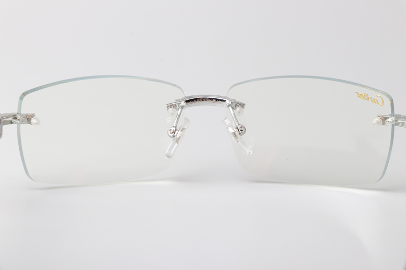 CT 3524012 Big Diamond Wood Eyeglasses Silver