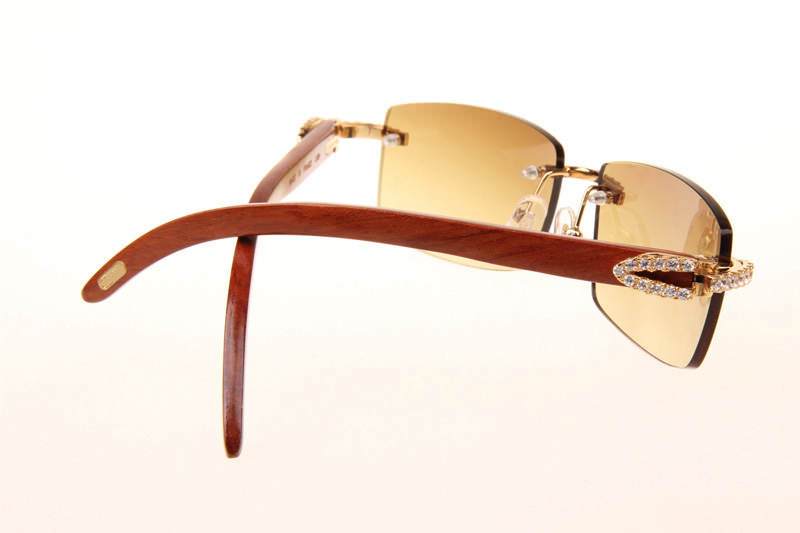 CT 3524012 Big Diamond Wood Sunglasses In Gold Brown