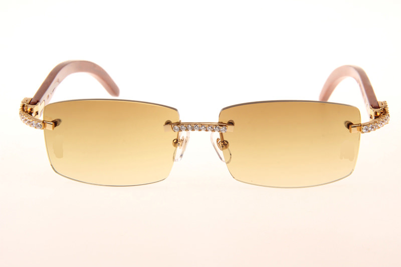 CT 3524012 Big Diamond Wood Sunglasses In Gold Brown