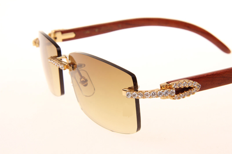 CT 3524012 Big Diamond Wood Sunglasses In Gold Brown