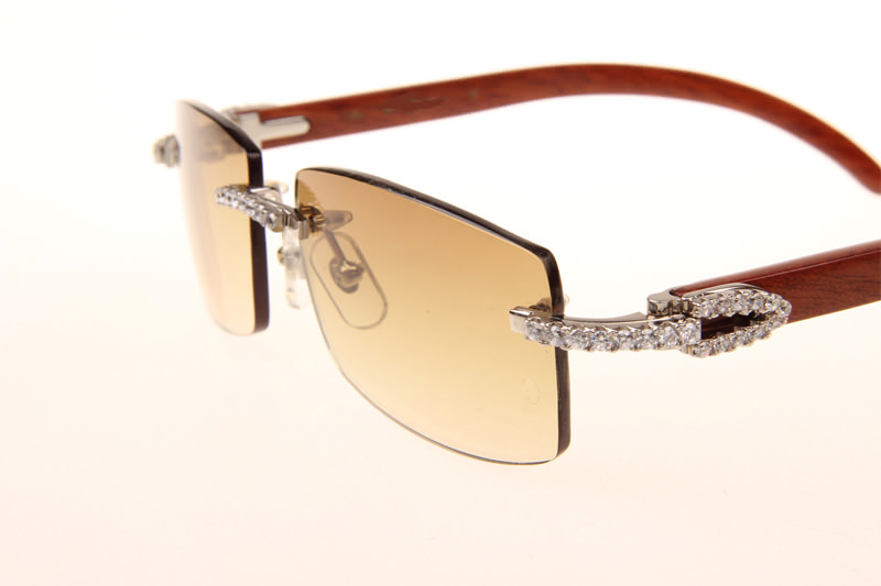 CT 3524012 Big Diamond Wood Sunglasses In Silver Brown