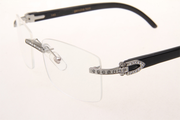 CT 3524012 Diamond Black Buffalo Eyeglasses In Silver