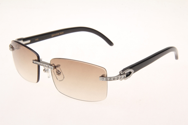 CT 3524012 Diamond Black Buffalo Sunglasses In Silver Brown