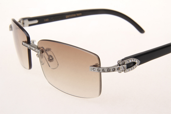 CT 3524012 Diamond Black Buffalo Sunglasses In Silver Brown