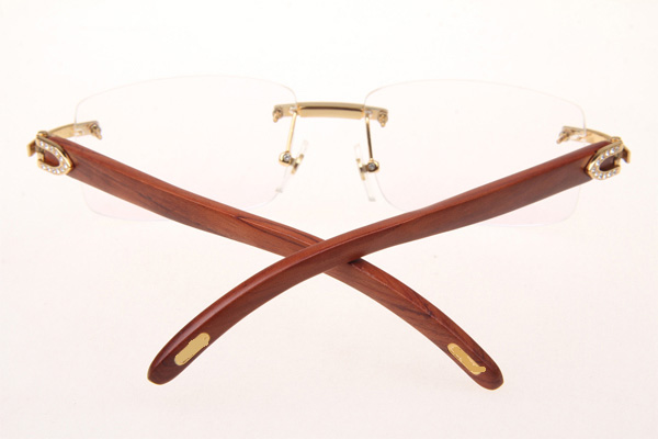CT 3524012 Diamond Wood Eyeglasses In Gold