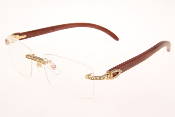 CT 3524012 Diamond Wood Eyeglasses In Gold