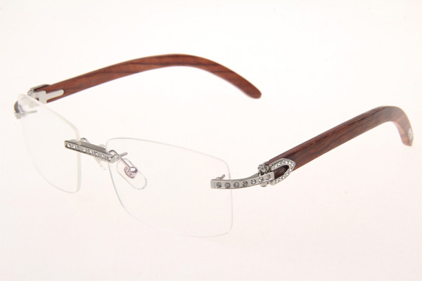 CT 3524012 Diamond Wood Eyeglasses In Silver