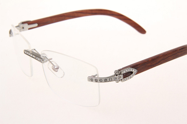 CT 3524012 Diamond Wood Eyeglasses In Silver