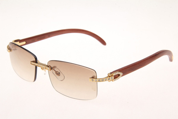 CT 3524012 Diamond Wood Sunglasses In Gold Brown