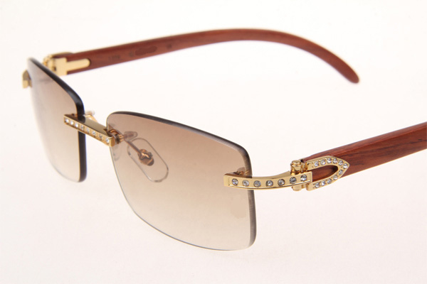 CT 3524012 Diamond Wood Sunglasses In Gold Brown