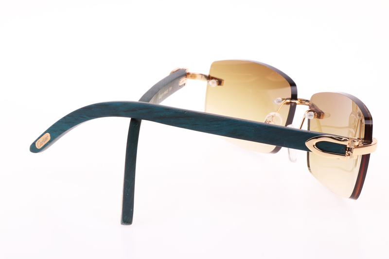 CT 3524012 Green Wood Sunglasses In Gold Brown