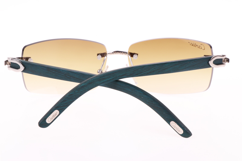 CT 3524012 Green Wood Sunglasses In Silver Brown