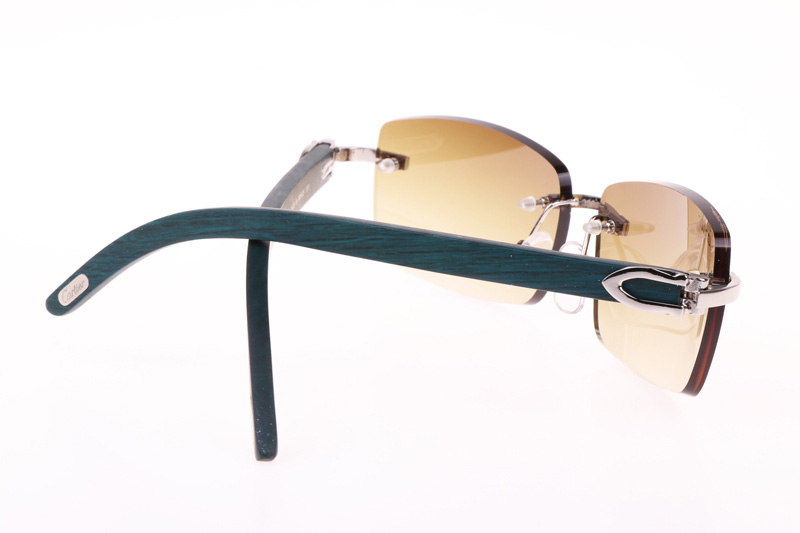 CT 3524012 Green Wood Sunglasses In Silver Brown