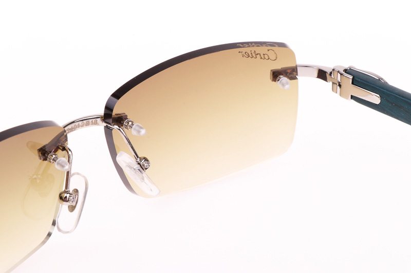 CT 3524012 Green Wood Sunglasses In Silver Brown