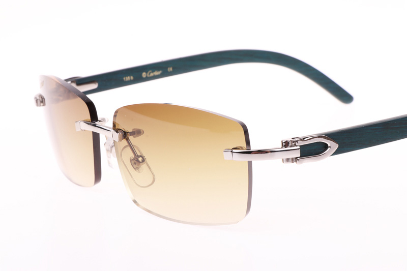 CT 3524012 Green Wood Sunglasses In Silver Brown