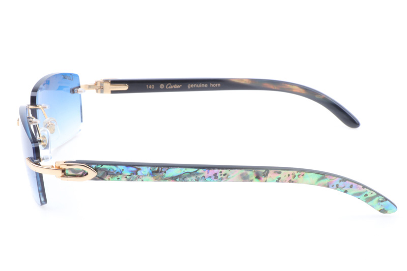 CT 3524012 Shell Mix Black Buffalo Sunglasses In Gold Gradient Blue