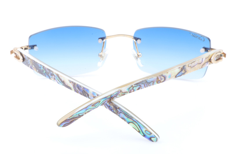 CT 3524012 Shell Mix White Buffalo Sunglasses In Gold Gradient Blue