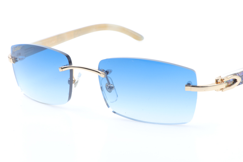 CT 3524012 Shell Mix White Buffalo Sunglasses In Gold Gradient Blue