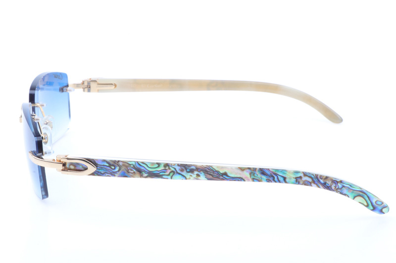 CT 3524012 Shell Mix White Buffalo Sunglasses In Gold Gradient Blue