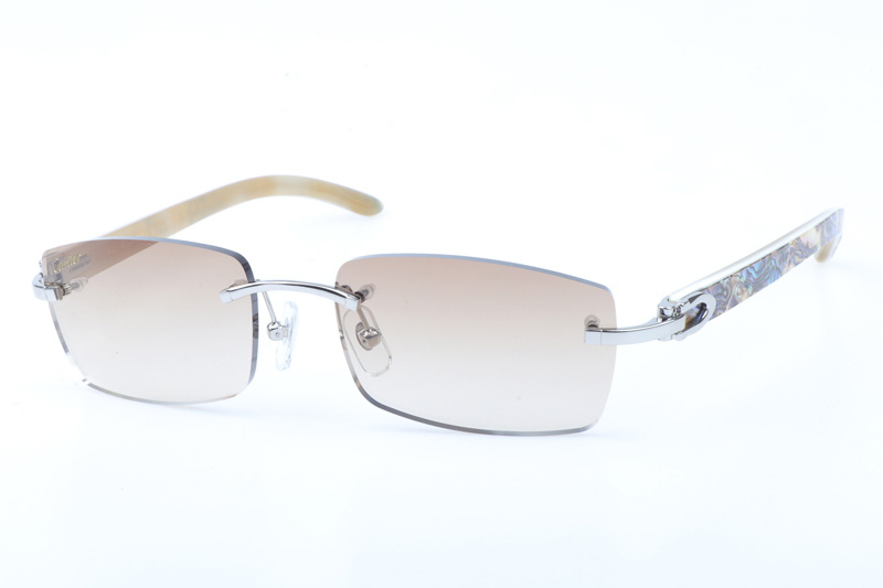 CT 3524012 Shell Mix White Buffalo Sunglasses In Silver Brown