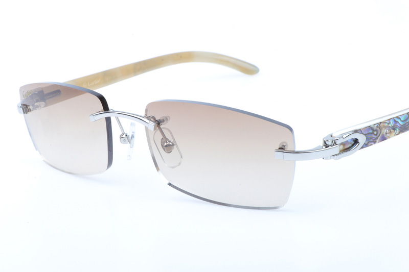 CT 3524012 Shell Mix White Buffalo Sunglasses In Silver Brown