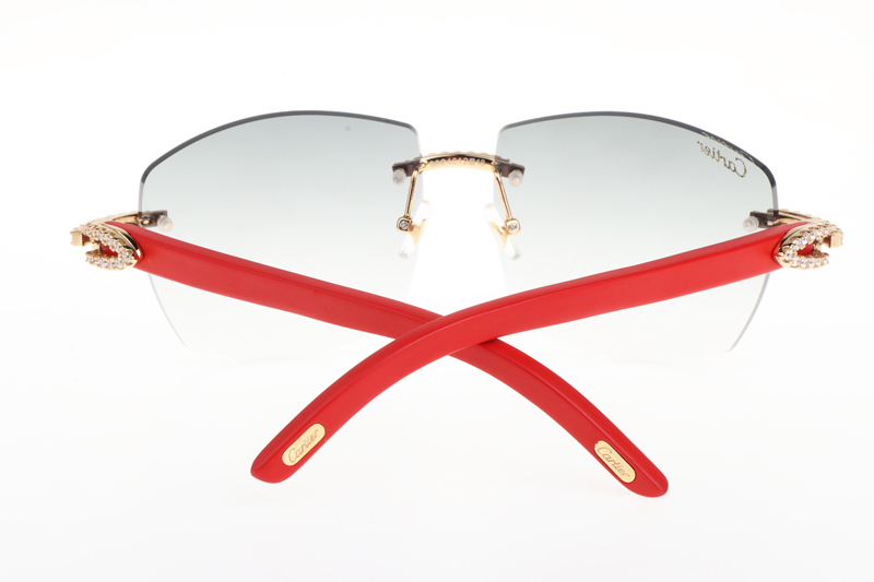 CT 4189706 Big Diamond Red Wood Sunglasses In Gold Gradient Grey