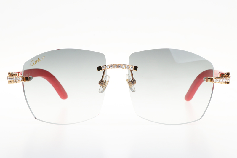 CT 4189706 Big Diamond Red Wood Sunglasses In Gold Gradient Grey