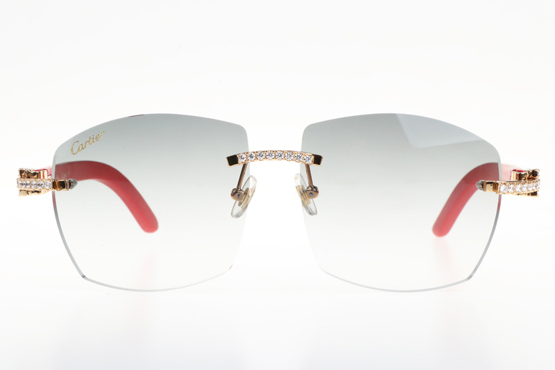 CT 4189706 Big Diamond Red Wood Sunglasses In Gold Gradient Grey