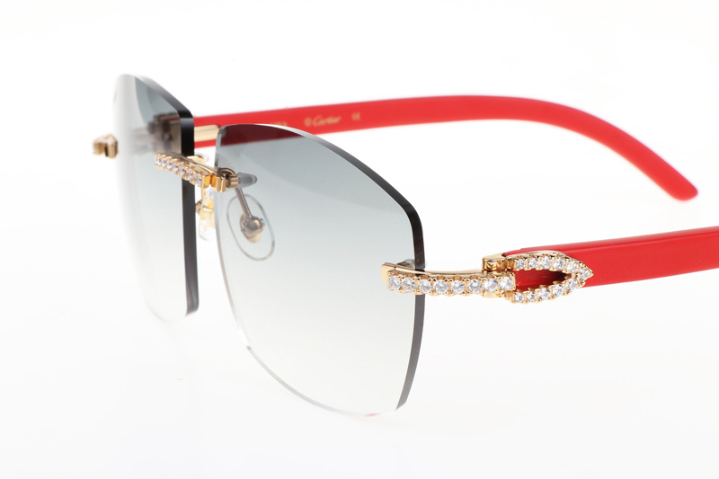 CT 4189706 Big Diamond Red Wood Sunglasses In Gold Gradient Grey