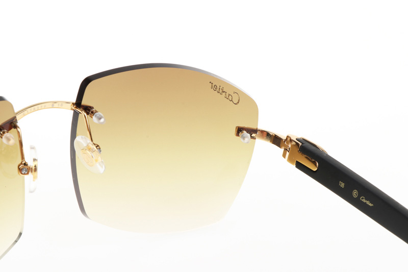 CT 4189706 Black Wood Sunglasses In Gold Gradient Brown