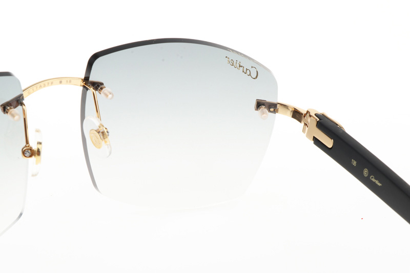 CT 4189706 Black Wood Sunglasses In Gold Gradient Grey