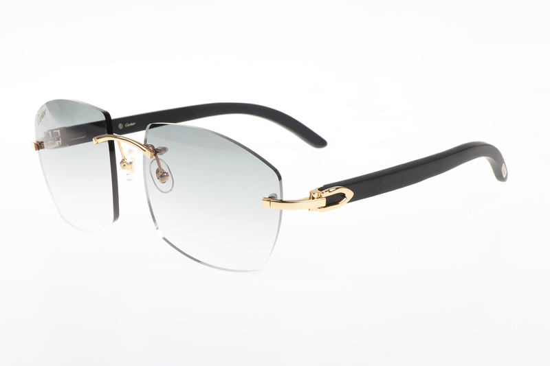 CT 4189706 Black Wood Sunglasses In Gold Gradient Grey