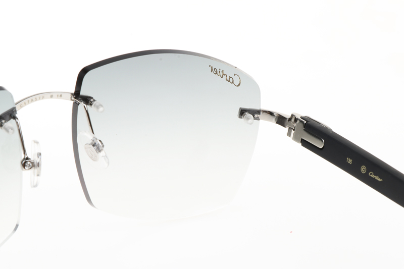 CT 4189706 Black Wood Sunglasses In Silver Gradient Grey