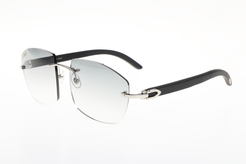 CT 4189706 Black Wood Sunglasses In Silver Gradient Grey