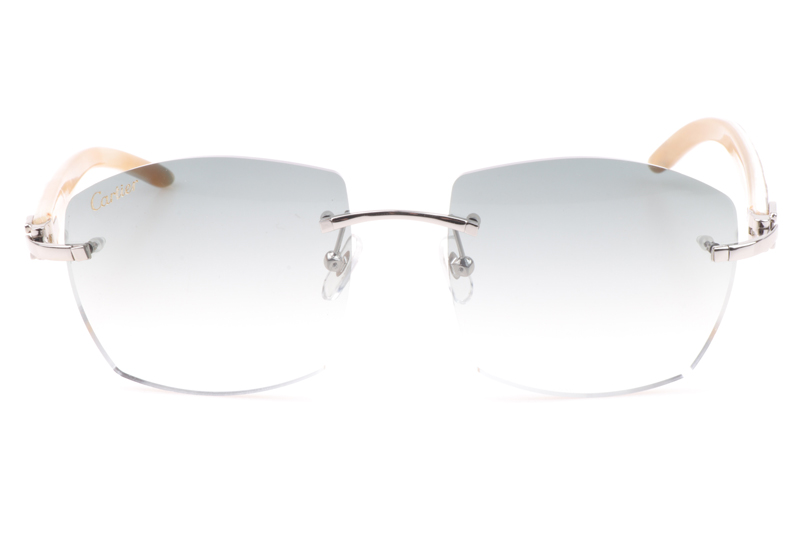 CT 4189706 Shell Mix White Buffalo Sunglasses In Silver Gradient Grey
