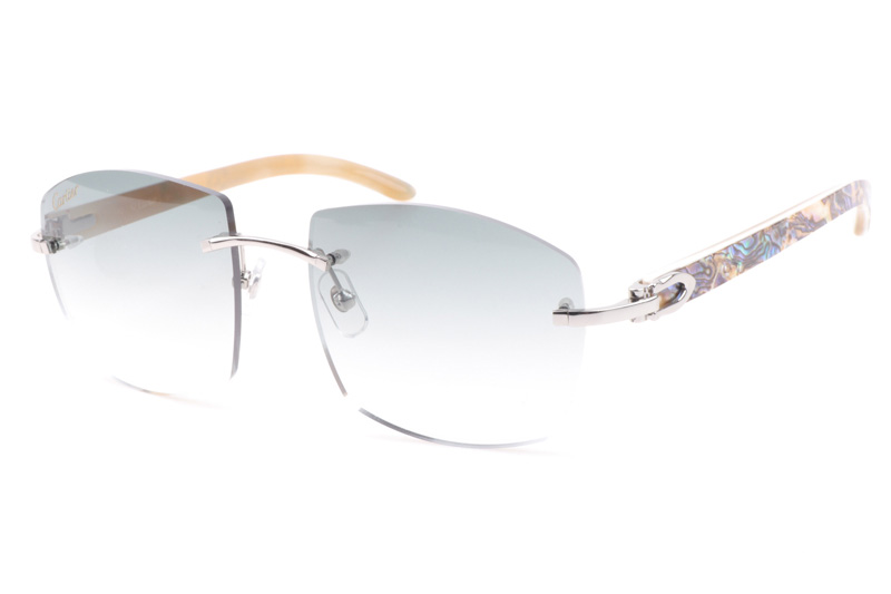 CT 4189706 Shell Mix White Buffalo Sunglasses In Silver Gradient Grey