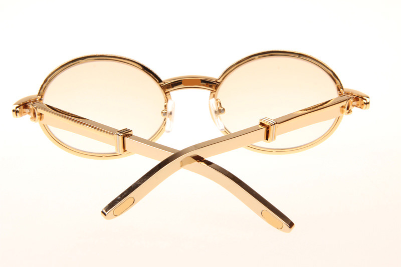 CT 7550178 55-22 Full Diamond Gold Stainless Steel Sunglasses In Gold Brown