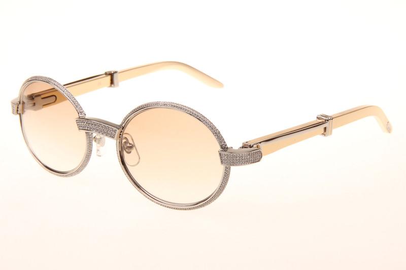 CT 7550178 55-22 Full Diamond Gold Stainless Steel Sunglasses In Silver Brown