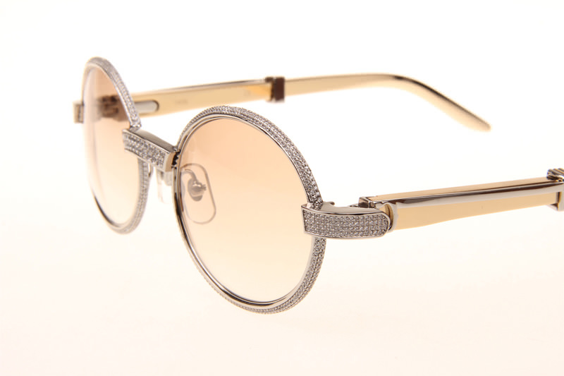 CT 7550178 55-22 Full Diamond Gold Stainless Steel Sunglasses In Silver Brown