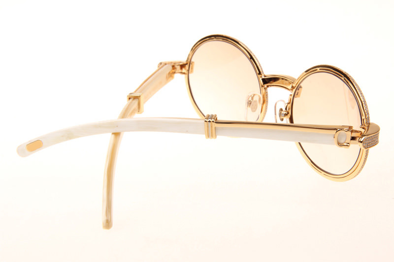 CT 7550178 55-22 Full Diamond White Buffalo Sunglasses In Gold Brown