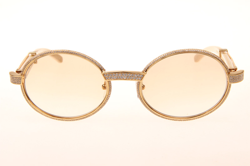CT 7550178 55-22 Full Diamond White Buffalo Sunglasses In Gold Brown