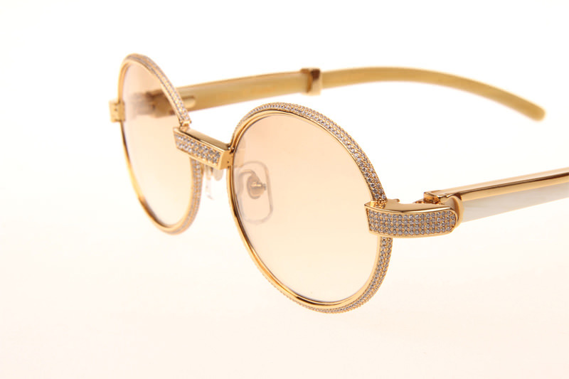 CT 7550178 55-22 Full Diamond White Buffalo Sunglasses In Gold Brown