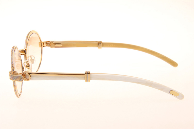 CT 7550178 55-22 Full Diamond White Buffalo Sunglasses In Gold Brown