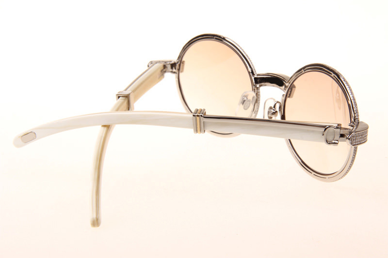 CT 7550178 55-22 Full Diamond White Buffalo Sunglasses In Silver Brown