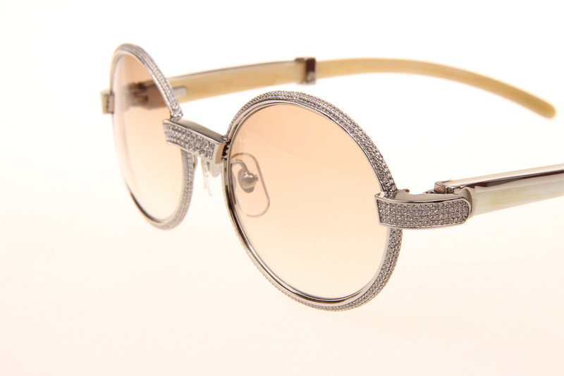 CT 7550178 55-22 Full Diamond White Buffalo Sunglasses In Silver Brown