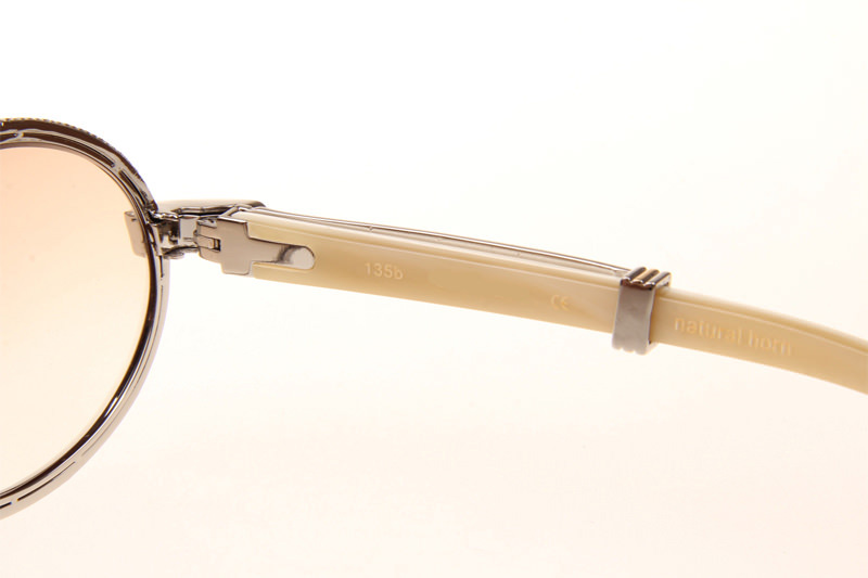 CT 7550178 55-22 Full Diamond White Buffalo Sunglasses In Silver Brown