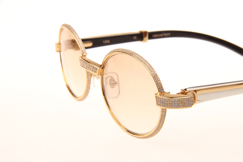 CT 7550178 55-22 Full Diamond White Mix Black Buffalo Sunglasses In Gold Brown