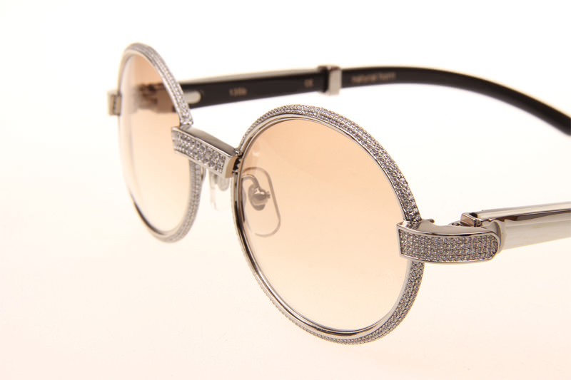 CT 7550178 55-22 Full Diamond White Mix Black Buffalo Sunglasses In Silver Brown